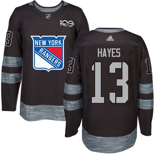 Adidas Rangers #13 Kevin Hayes Black 1917-100th Anniversary Stitched NHL Jersey - Click Image to Close